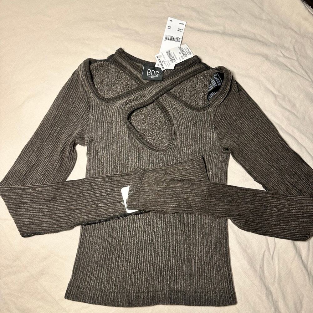 BDG Urban Outfitters Ribbed Cutout Long Sleeve Top XS NWT